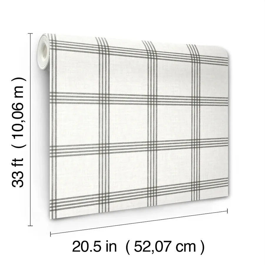Brewster Home Fashions Twain Charcoal Plaid Wallpaper | Wallpaper Twins Brewster Home Fashions Twain Charcoal Plaid Wallpaper - SKU 4134-26997