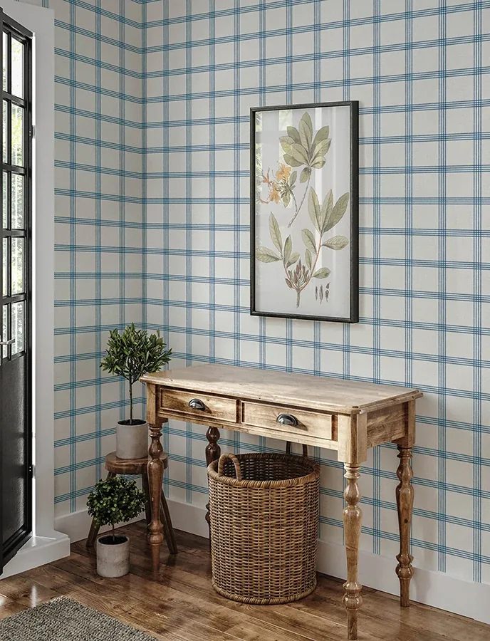 Brewster Home Fashions Twain Denim Plaid Wallpaper | Wallpaper Twins Brewster Home Fashions Twain Denim Plaid Wallpaper - SKU 4134-26993