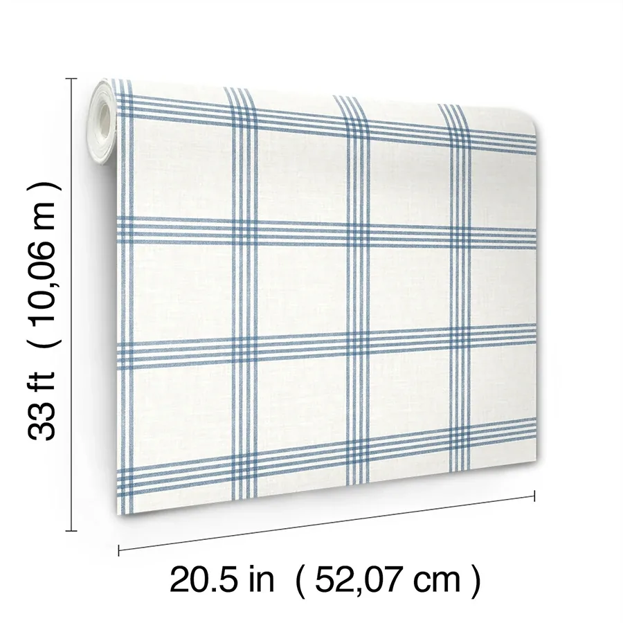 Brewster Home Fashions Twain Denim Plaid Wallpaper | Wallpaper Twins Brewster Home Fashions Twain Denim Plaid Wallpaper - SKU 4134-26993