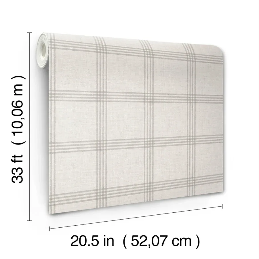Brewster Home Fashions Twain Dove Plaid Wallpaper | Wallpaper Twins Brewster Home Fashions Twain Dove Plaid Wallpaper - SKU 4134-24478