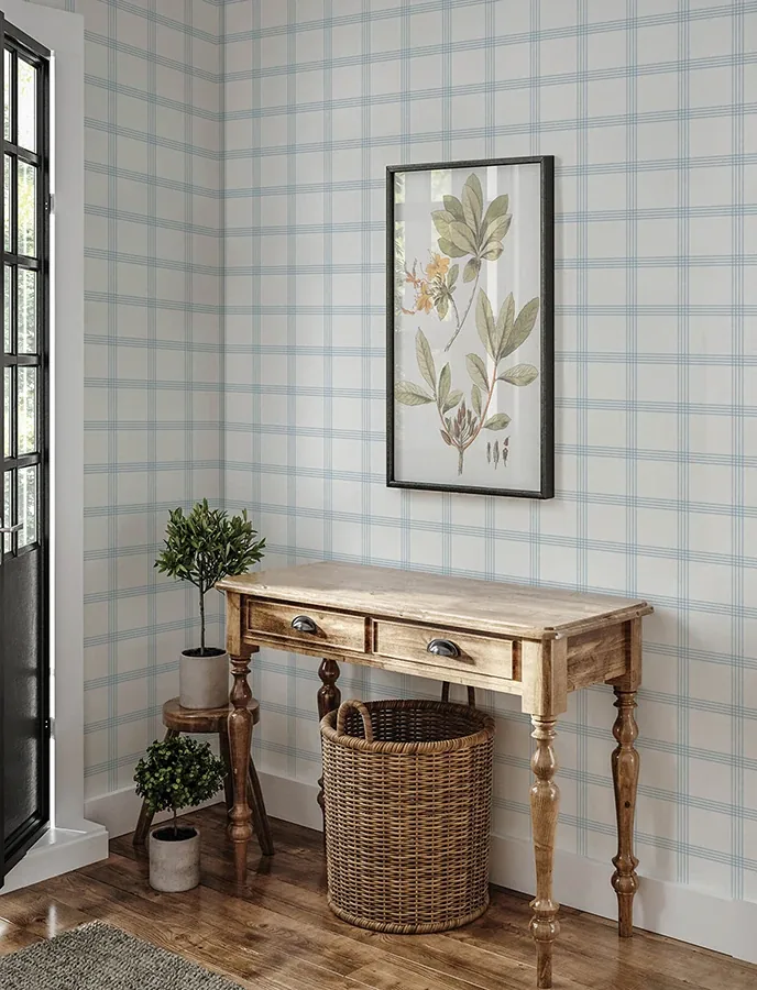 Brewster Home Fashions Twain Light Blue Plaid Wallpaper | Wallpaper Twins Brewster Home Fashions Twain Light Blue Plaid Wallpaper - SKU 4134-26995
