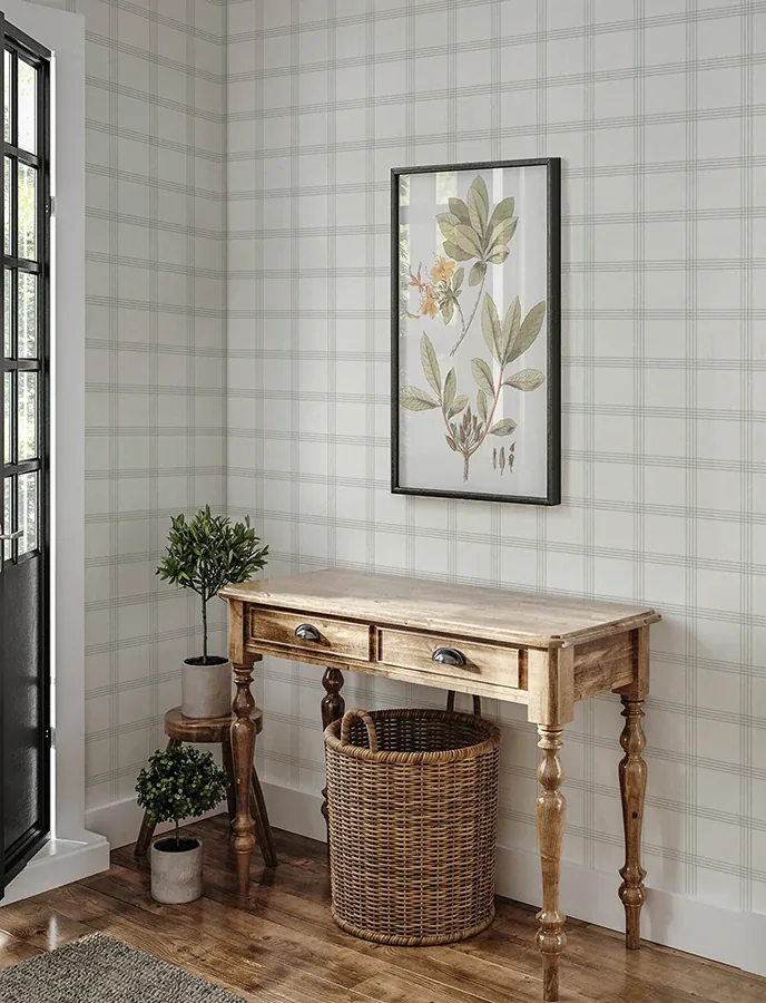 Brewster Home Fashions Twain Light Grey Plaid Wallpaper | Wallpaper Twins Brewster Home Fashions Twain Light Grey Plaid Wallpaper - SKU 4134-26994
