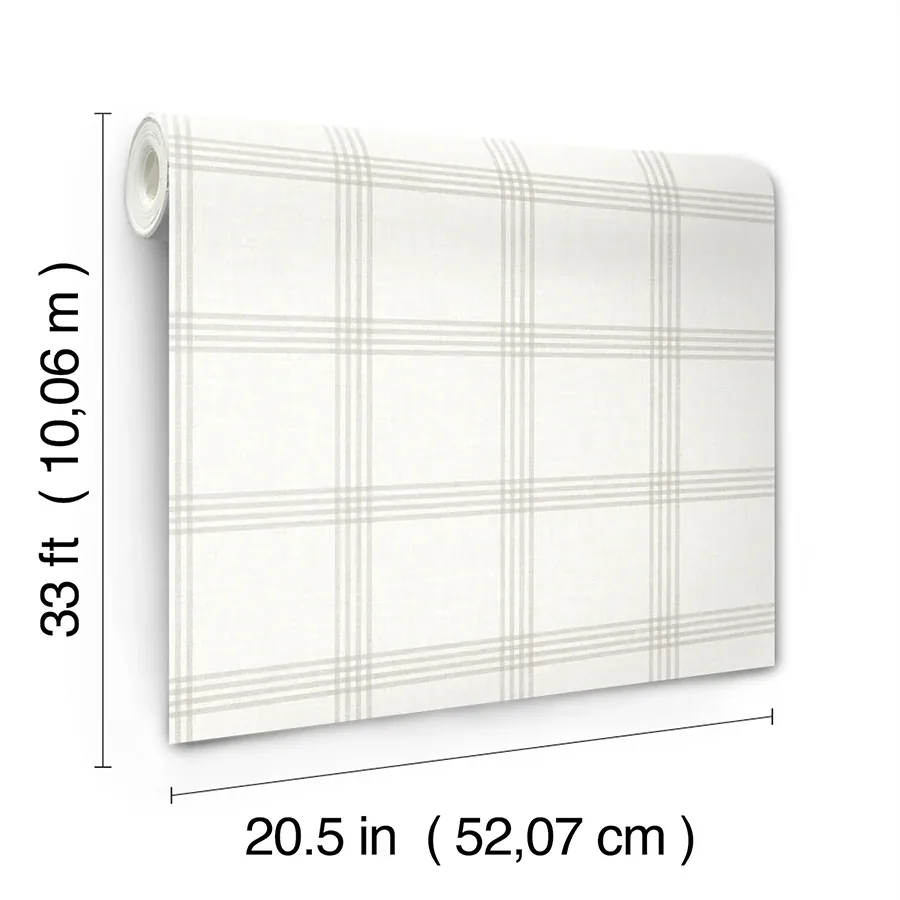 Brewster Home Fashions Twain Light Grey Plaid Wallpaper | Wallpaper Twins Brewster Home Fashions Twain Light Grey Plaid Wallpaper - SKU 4134-26994