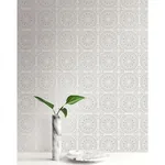 Brewster Home Fashions Twist Pewter Pewter Medallion Wallpaper | Wallpaper Twins Brewster Home Fashions Twist Pewter Pewter Medallion Wallpaper - SKU PS40810