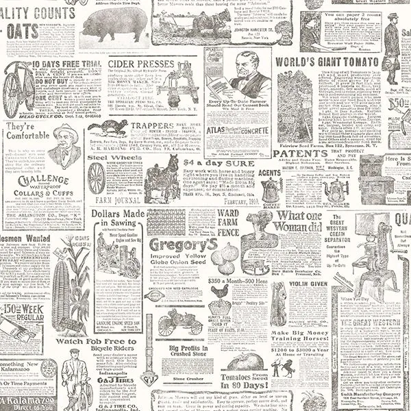 Brewster Home Fashions Underwood Brown Newspaper Wallpaper - SKU 2904-13082