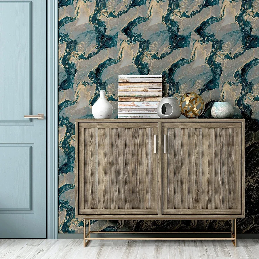 Brewster Home Fashions Ursula Dark Blue Abstract Wallpaper - SKU AH693404