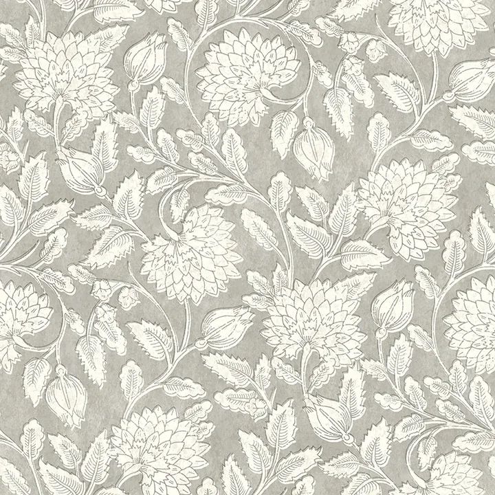 4134-72537 | Vadouvan Grey Jacobean Trail Wallpaper