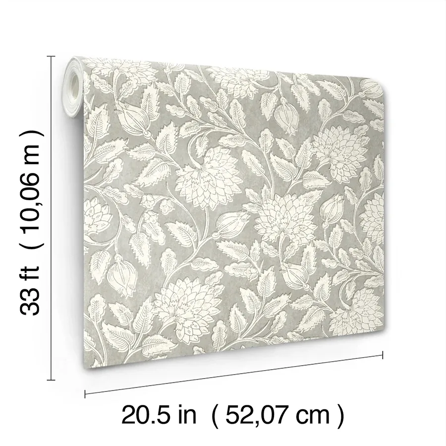 Brewster Home Fashions Vadouvan Grey Jacobean Trail Wallpaper | Wallpaper Twins Brewster Home Fashions Vadouvan Grey Jacobean Trail Wallpaper - SKU 4134-72537