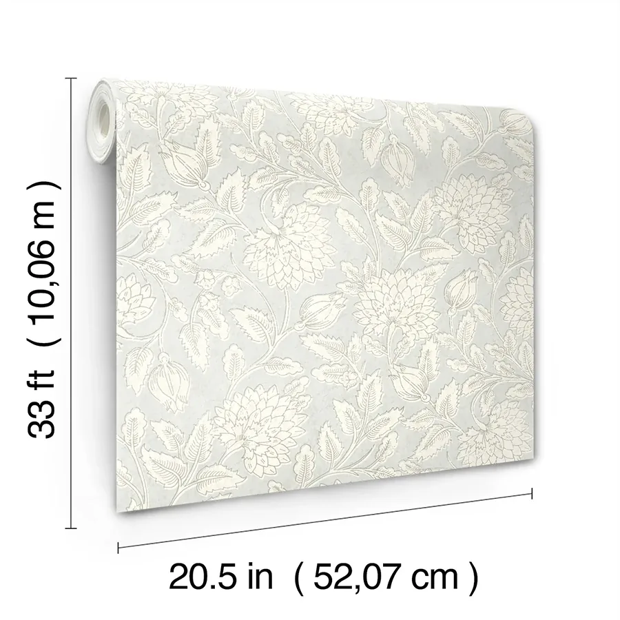 Brewster Home Fashions Vadouvan Light Blue Jacobean Trail Wallpaper - SKU 4134-72539