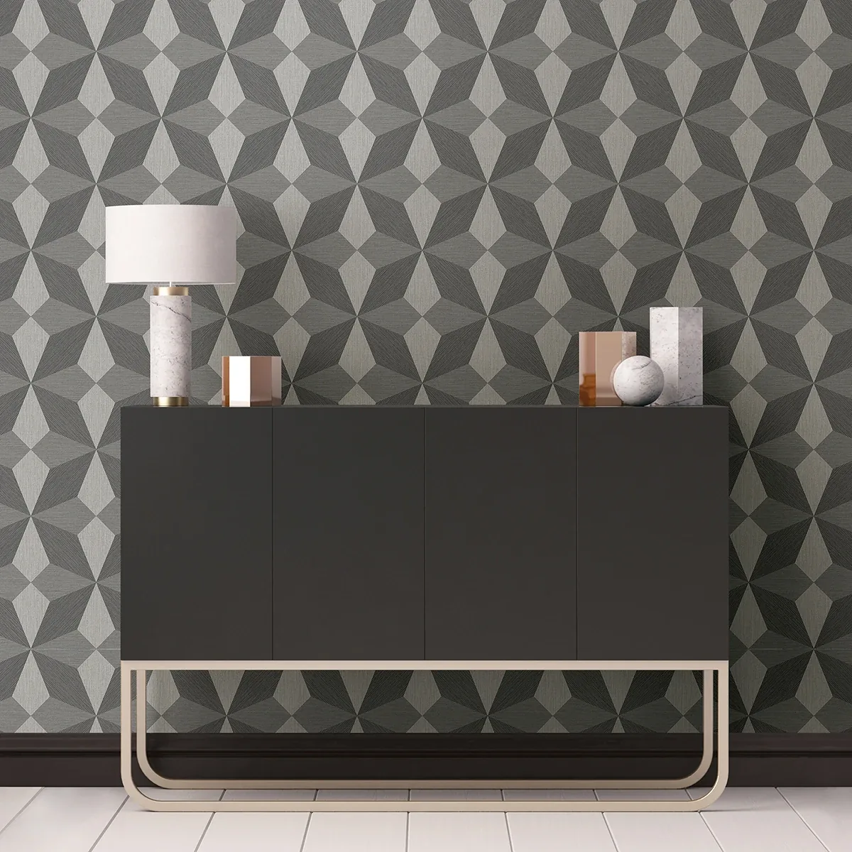 Brewster Home Fashions Valiant Grey Faux Grasscloth Mosaic Wallpaper - SKU 2896-25300