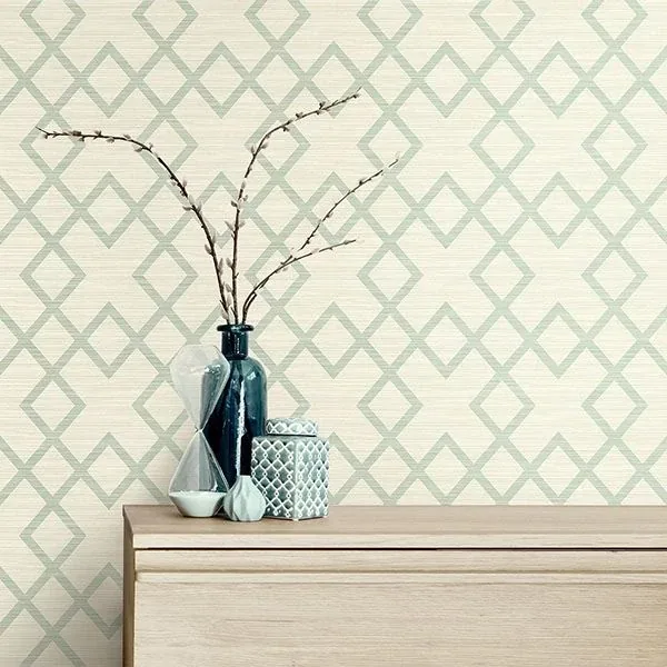 Brewster Home Fashions Vana Seafoam Woven Diamond Wallpaper - SKU 2765-BW40404