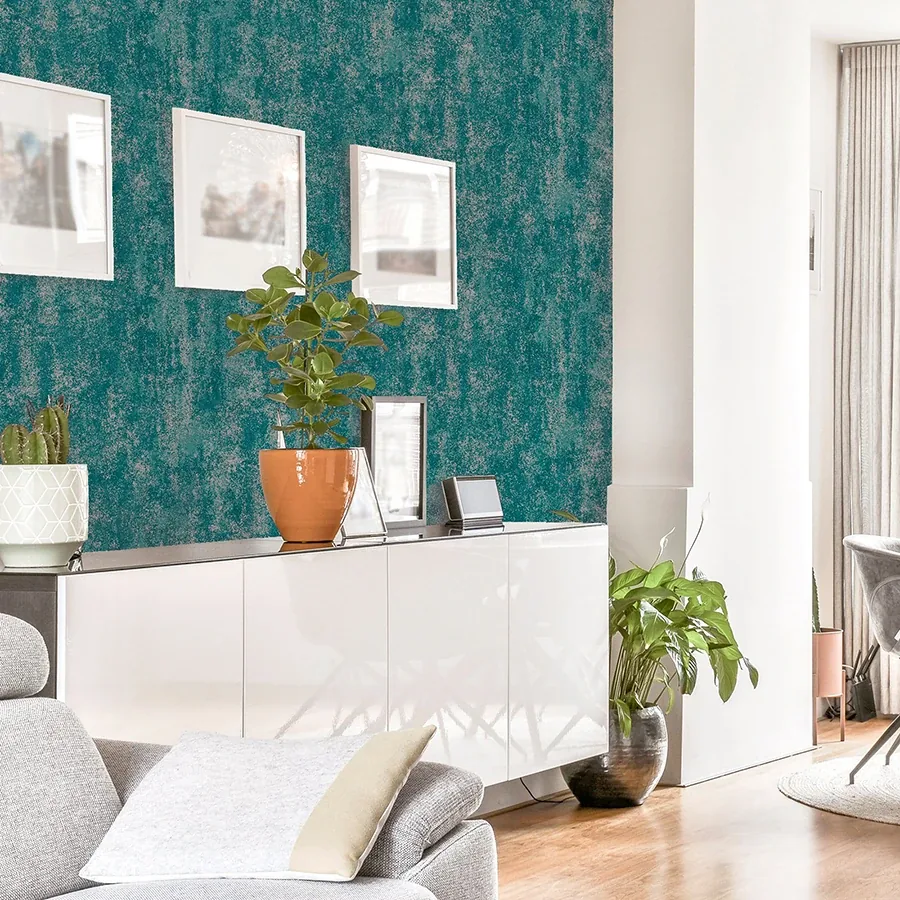 Brewster Home Fashions Velour Teal Distressed Wallpaper - SKU AH904005