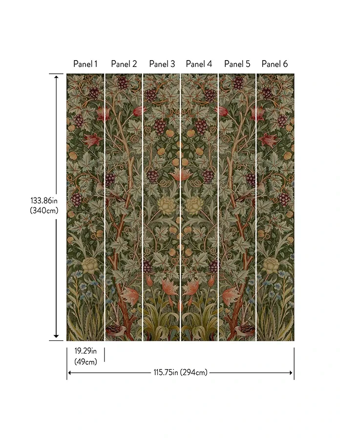 Brewster Home Fashions Vine Embroidery Dark Green Wall Mural | Wallpaper Twins Brewster Home Fashions Vine Embroidery Dark Green Wall Mural - SKU 4171-HT84003