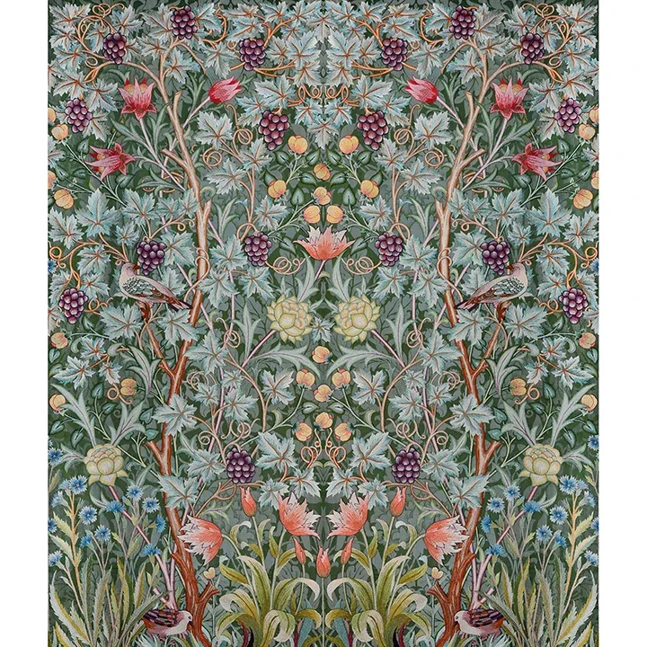 4171-HT84001 | Vine Embroidery Sea Green Wall Mural