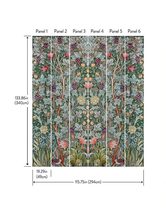 Brewster Home Fashions Vine Embroidery Sea Green Wall Mural - SKU 4171-HT84001