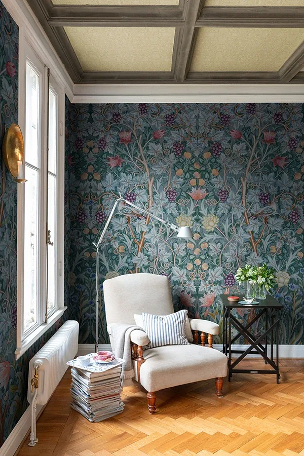 Brewster Home Fashions Vine Embroidery Teal Wall Mural | Wallpaper Twins Brewster Home Fashions Vine Embroidery Teal Wall Mural - SKU 4171-HT84002