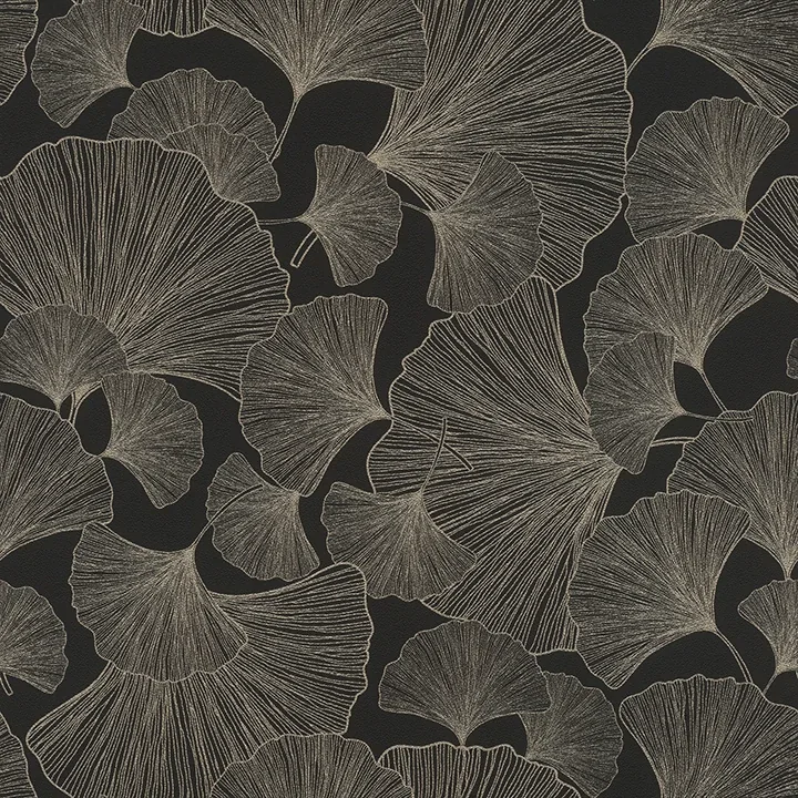 Brewster Home Fashions Waft Black Ginkgo Wallpaper - SKU RH462234