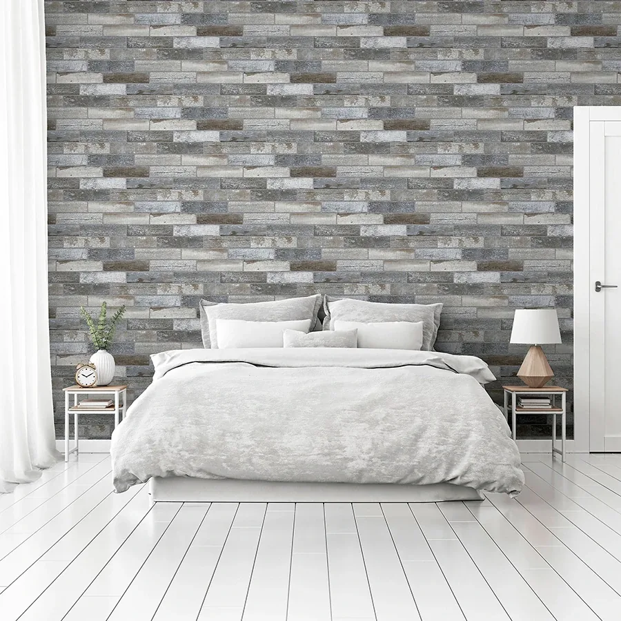 Brewster Home Fashions Wallace Grey Wood Tile Wallpaper | Wallpaper Twins Brewster Home Fashions Wallace Grey Wood Tile Wallpaper - SKU AH908908
