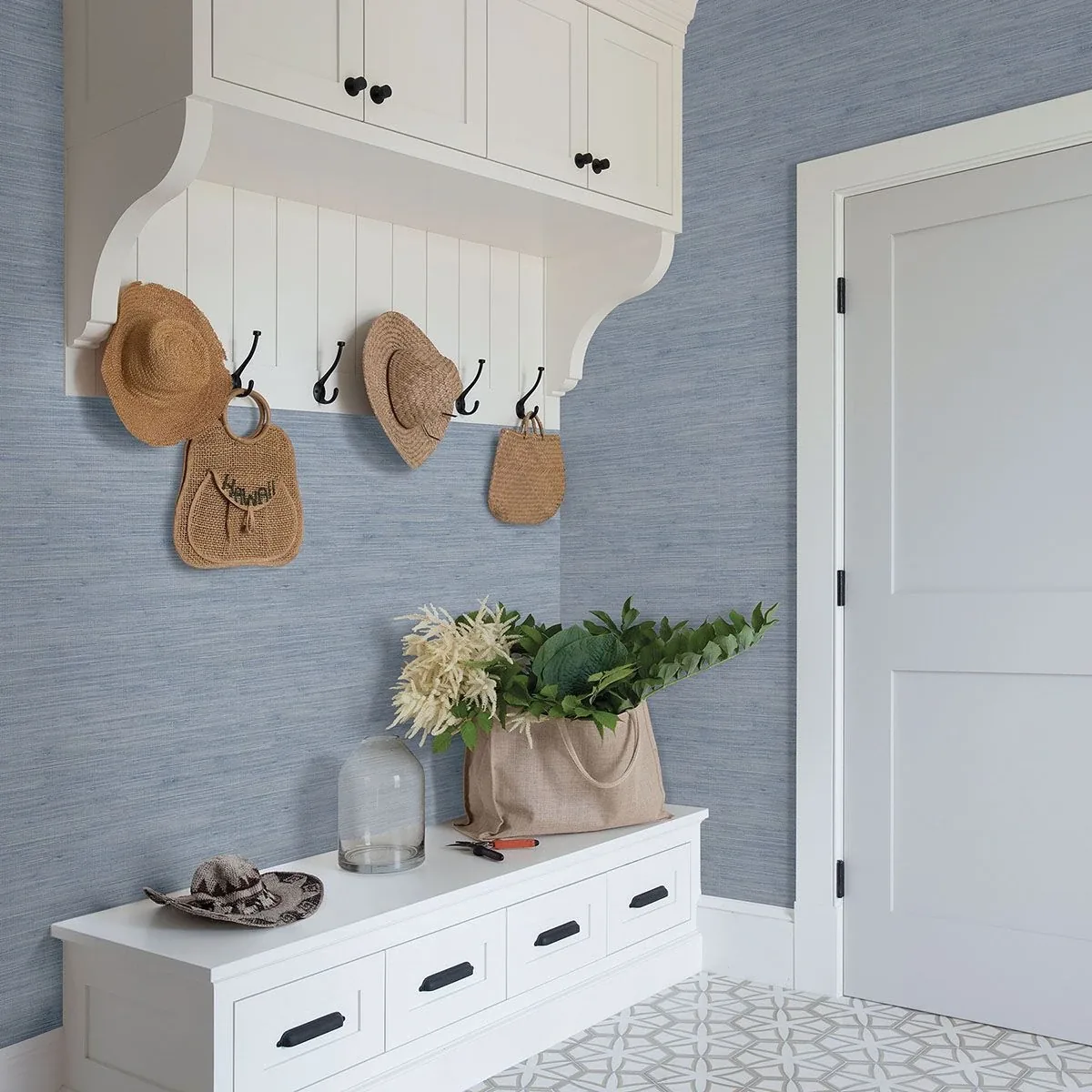 Brewster Home Fashions Waverly Blue Faux Grasscloth Wallpaper - SKU 3120-256020
