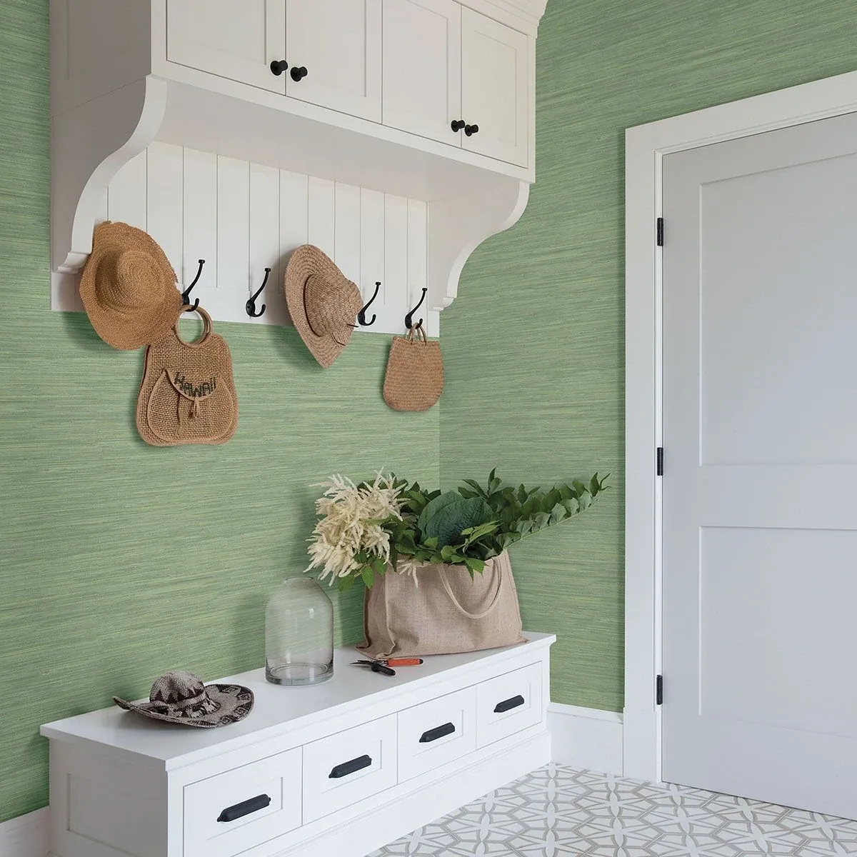 Brewster Home Fashions Waverly Green Grasscloth Wallpaper - SKU 3120-256017
