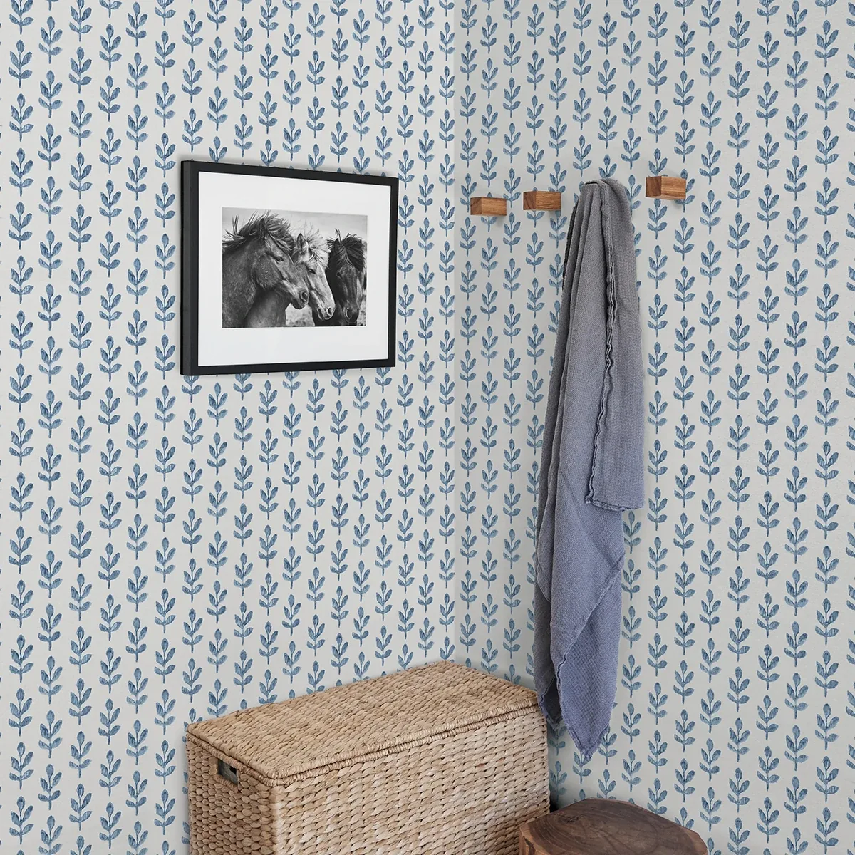 Brewster Home Fashions Whiskers Blue Leaf Wallpaper - SKU 3123-13841