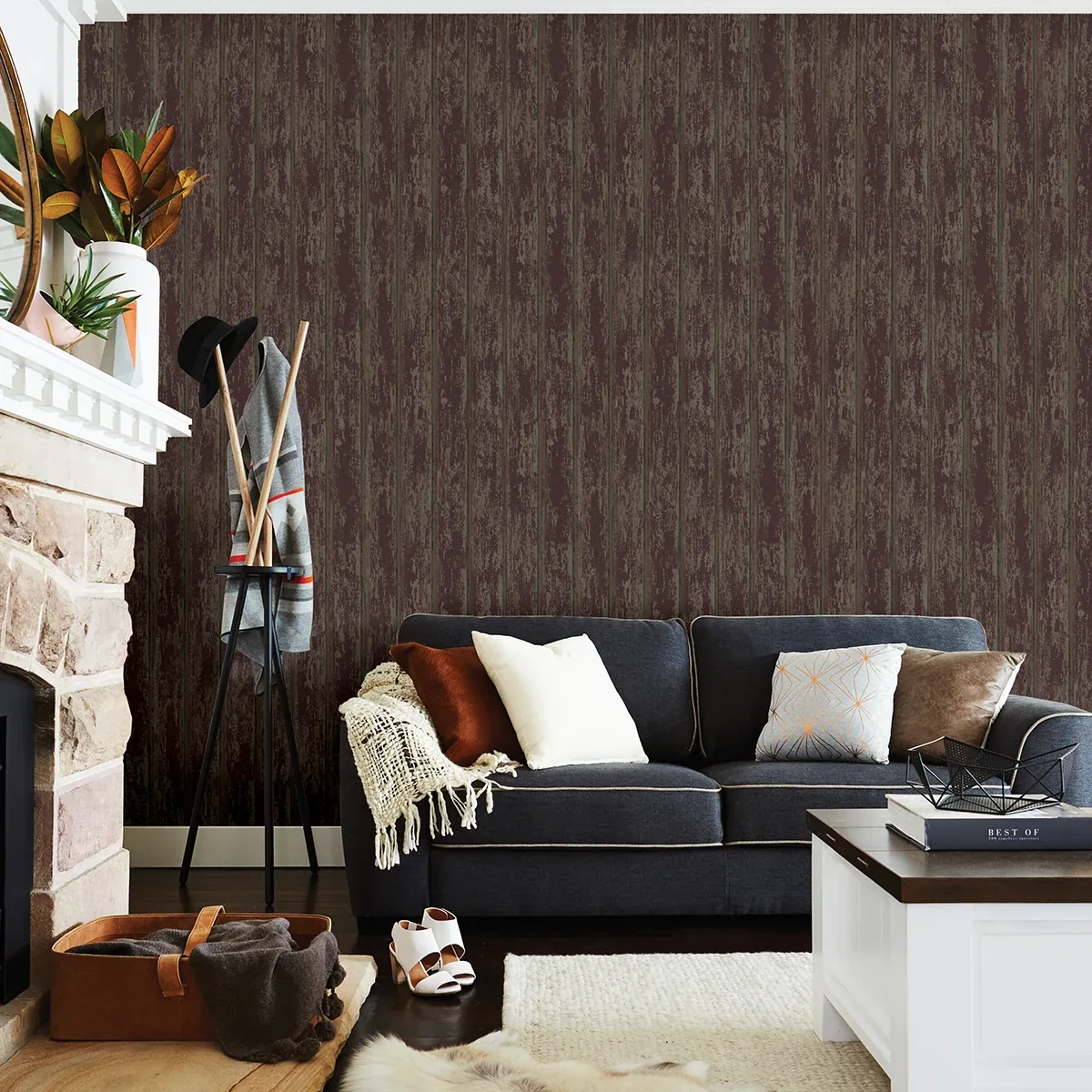 Brewster Home Fashions Whitman Red Weathered Wood Wallpaper - SKU 3123-66103