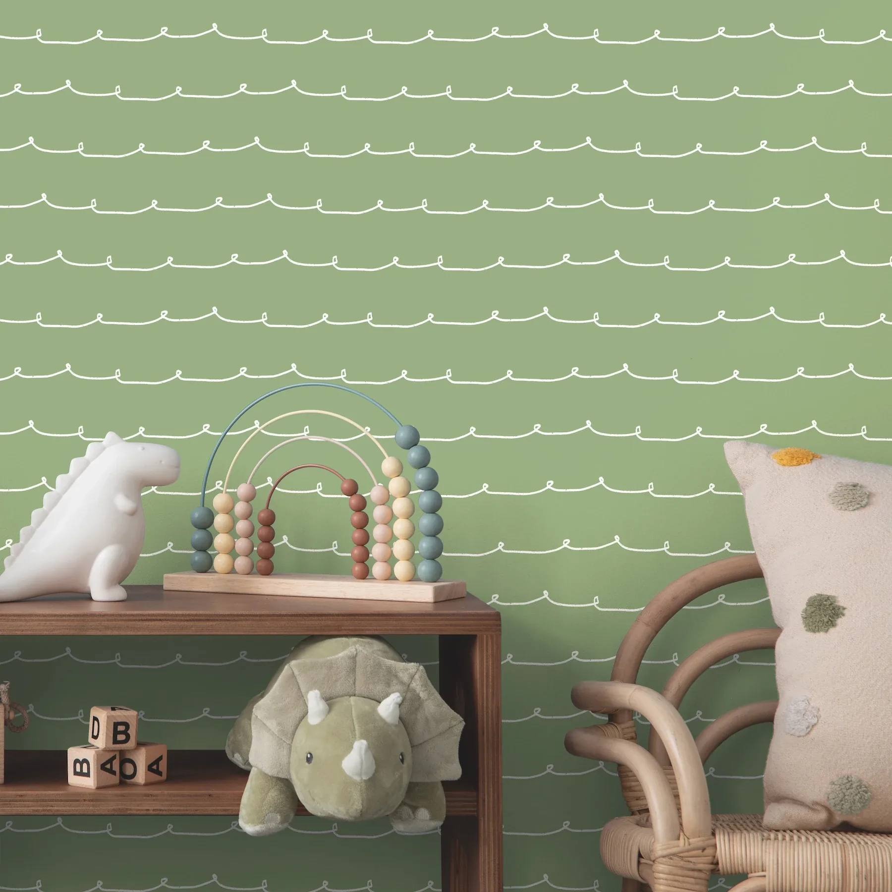 Brewster Home Fashions Wiggle Line Green Stripe Wallpaper - SKU 4203-27571