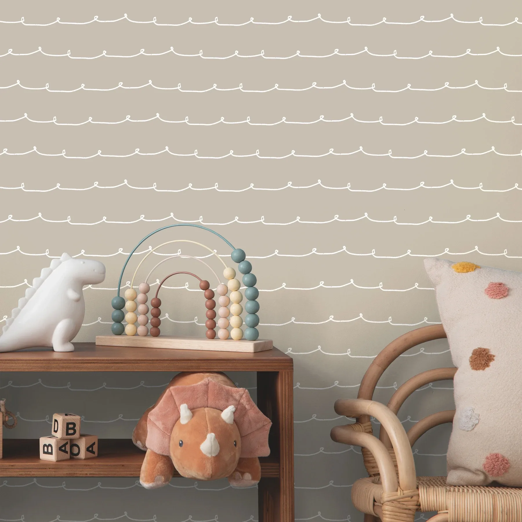 Brewster Home Fashions Wiggle Line Taupe Stripe Wallpaper - SKU 4203-27569