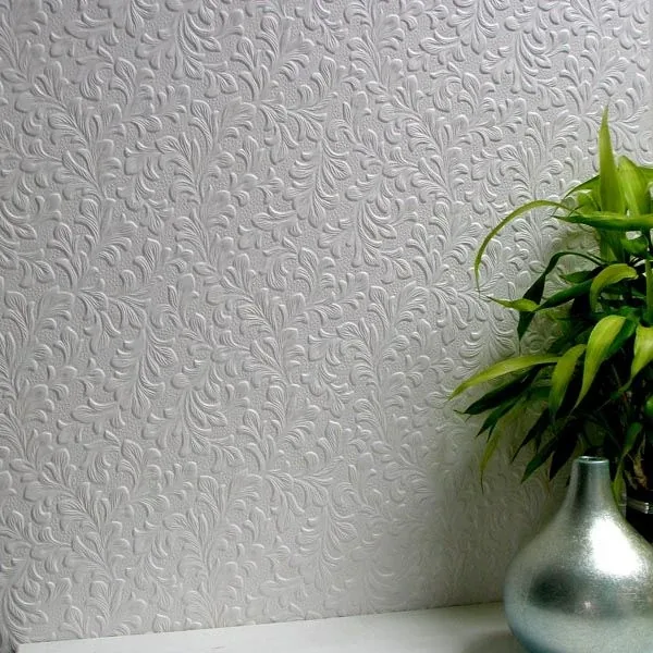 Brewster Home Fashions Wilton White Paintable Anaglypta Original Wallpaper - SKU 437-RD314