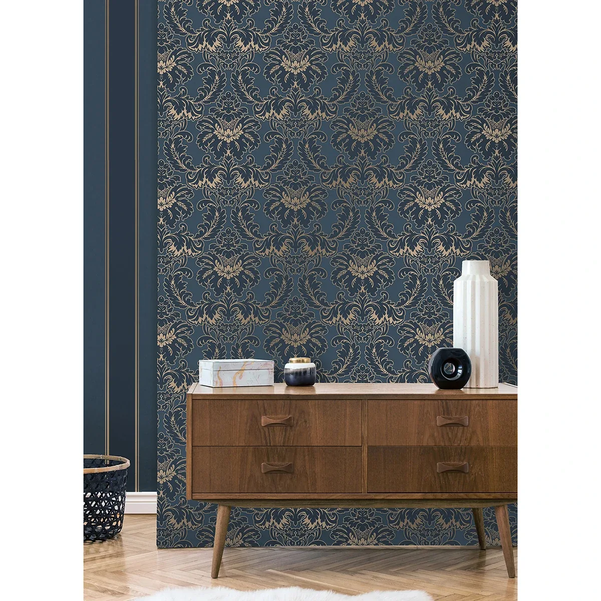 Brewster Home Fashions Windsor Blue Damask Wallpaper - SKU M1704