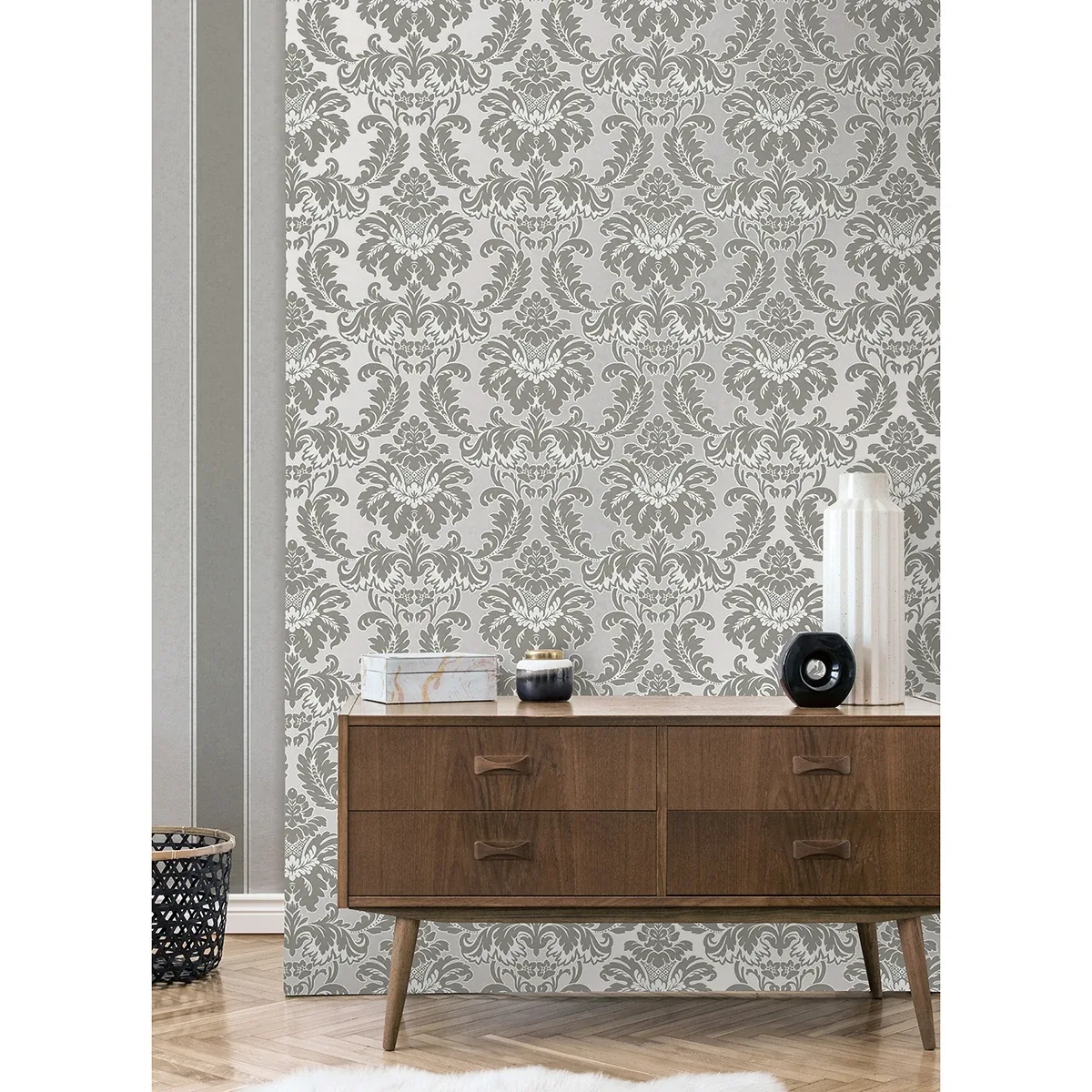 Brewster Home Fashions Windsor Grey Damask Wallpaper - SKU M1705