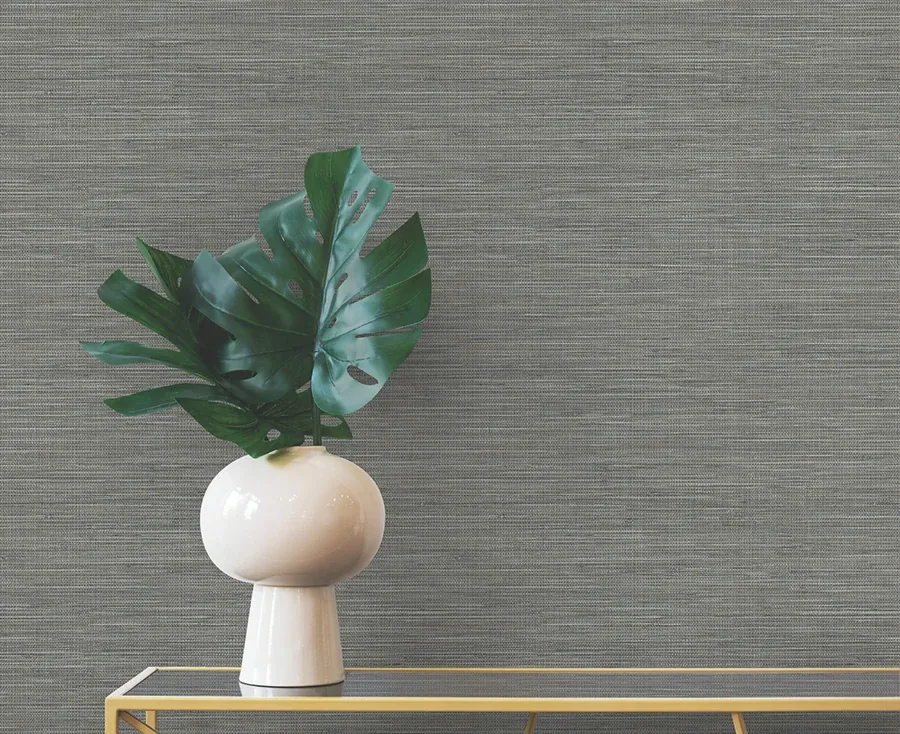 Brewster Home Fashions Winn Charcoal Faux Grasscloth Wallpaper - SKU 4174-4607