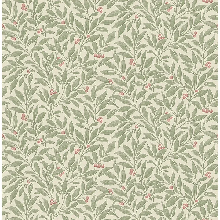 4164-M1840 | Winter Berry Green Vine Wallpaper