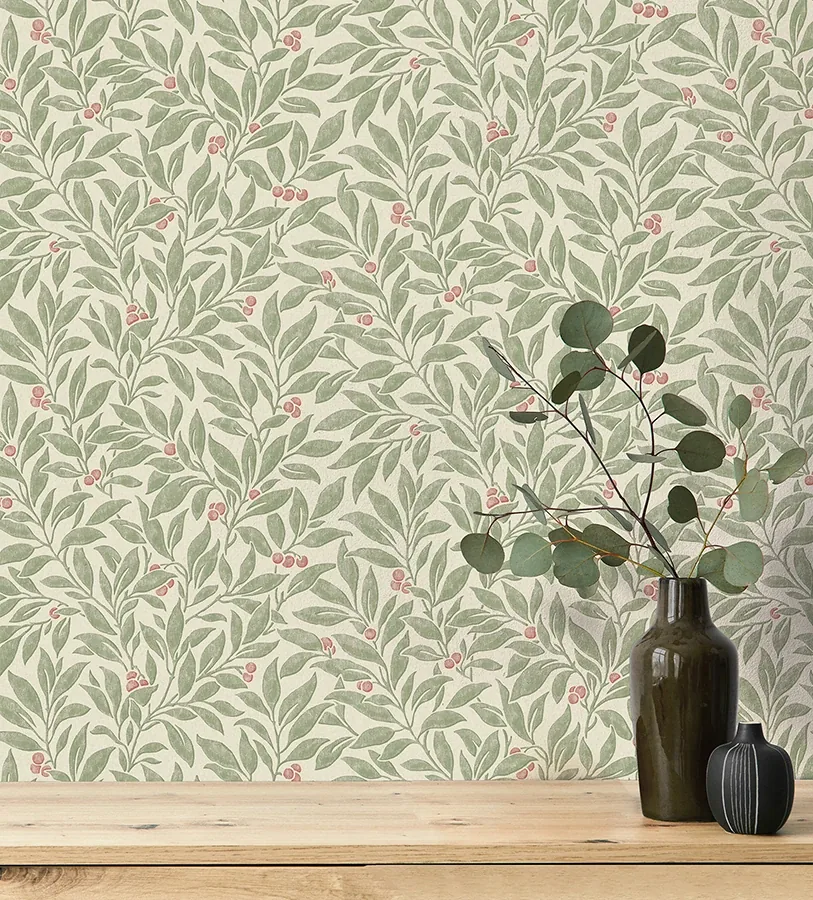 Brewster Home Fashions Winter Berry Green Vine Wallpaper - SKU 4164-M1840