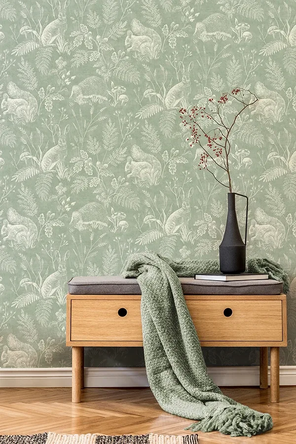 Brewster Home Fashions Woodland Green Toile Wallpaper - SKU 4164-M1801