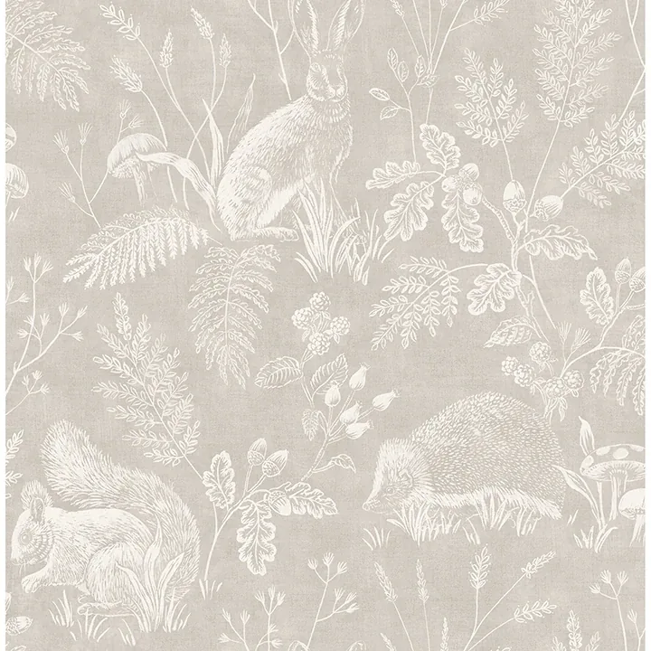 4164-M1800 | Woodland Light Grey Toile Wallpaper