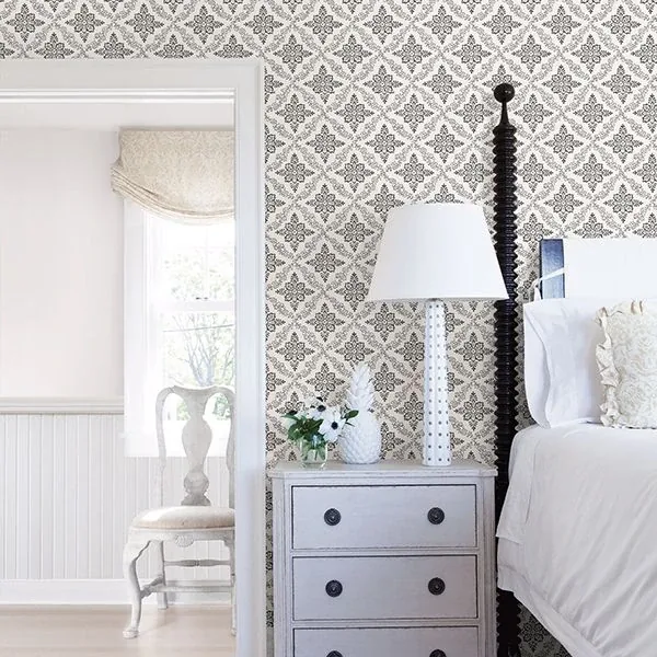 Brewster Home Fashions Wynonna Black Geometric Floral Wallpaper - SKU 3119-13534