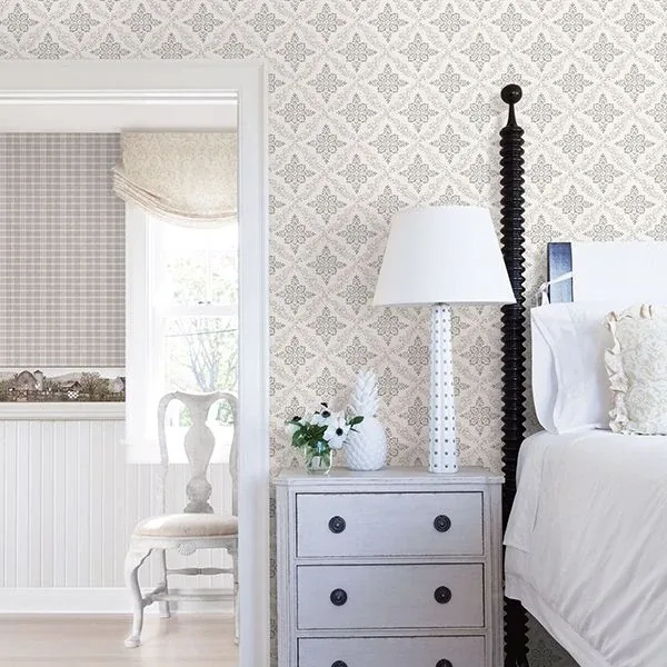 Brewster Home Fashions Wynonna Light Grey Geometric Floral Wallpaper - SKU 3119-13531