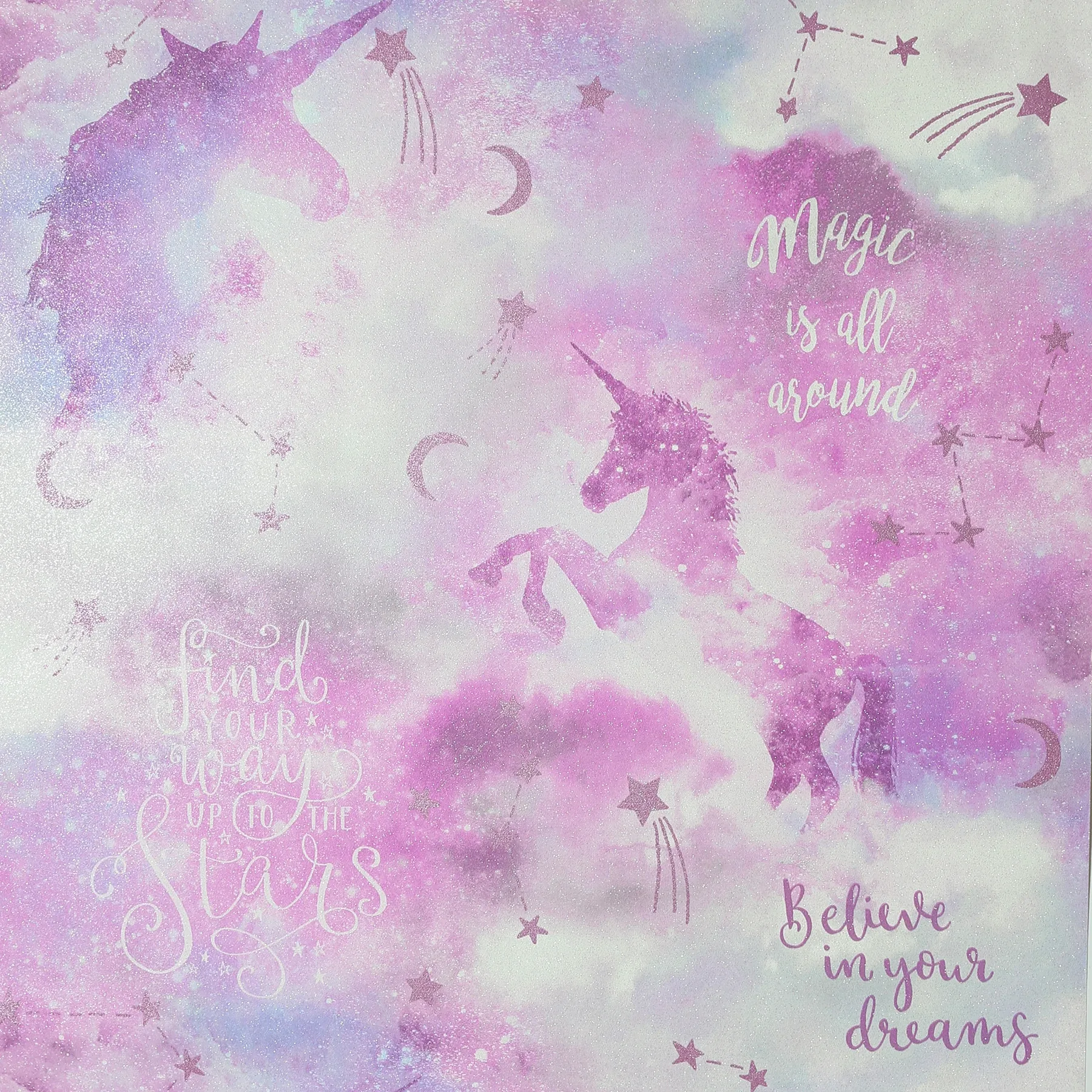 Brewster Home Fashions Xena Pink Galaxy Unicorn Wallpaper - SKU AH292901