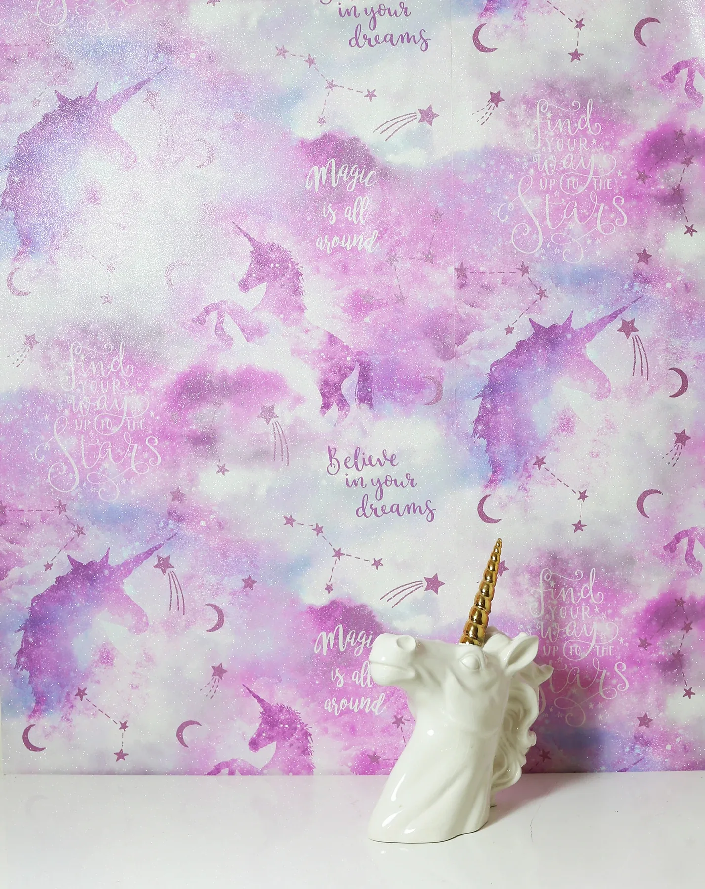 Brewster Home Fashions Xena Pink Galaxy Unicorn Wallpaper - SKU AH292901