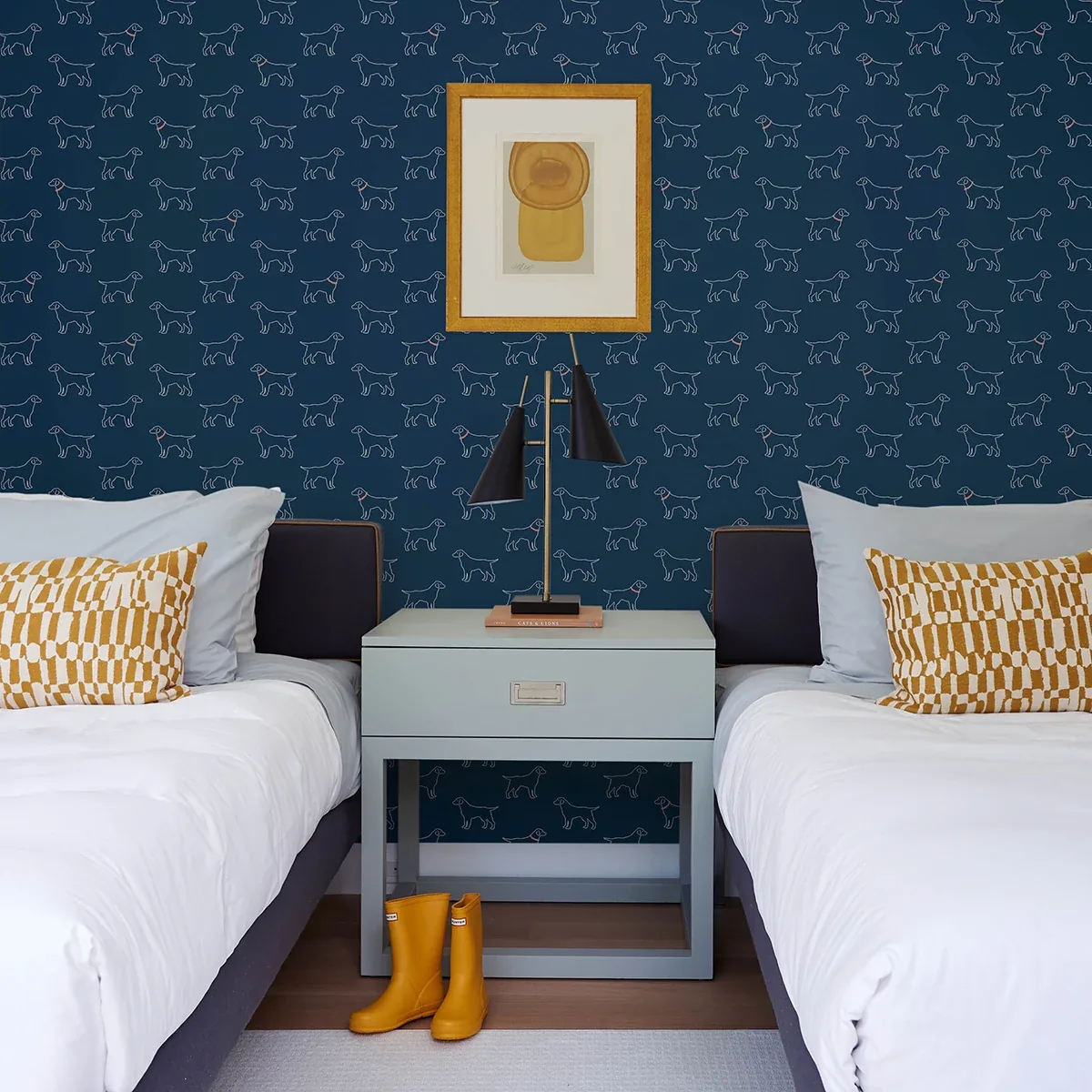 Brewster Home Fashions Yoop Dark Blue Dog Wallpaper - SKU 3122-10402