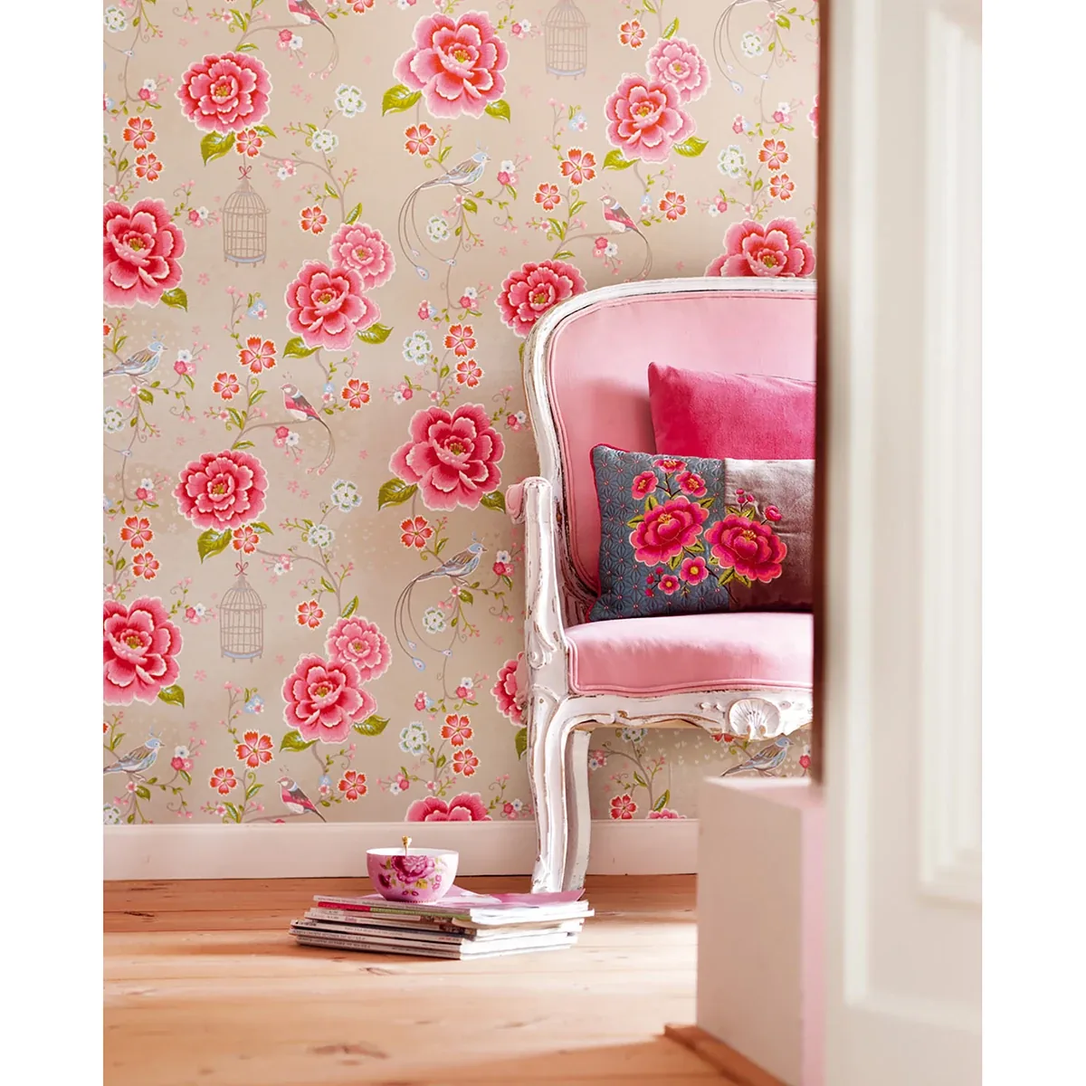 Brewster Home Fashions Yuma Khaki Birds in Paradise Wallpaper - SKU 300163