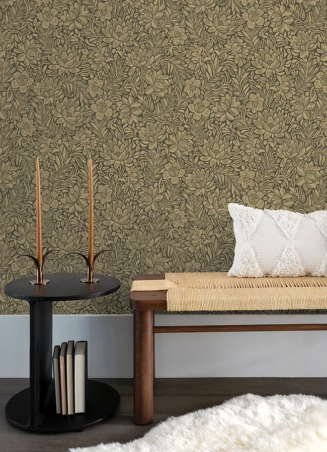 Brewster Home Fashions Zahara Chocolate Floral Wallpaper - SKU 316022