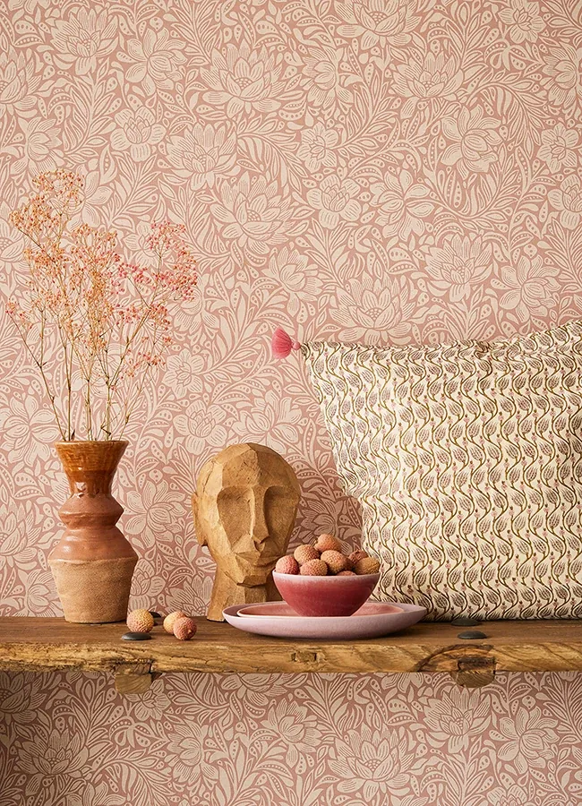 Brewster Home Fashions Zahara Coral Floral Wallpaper - SKU 316023