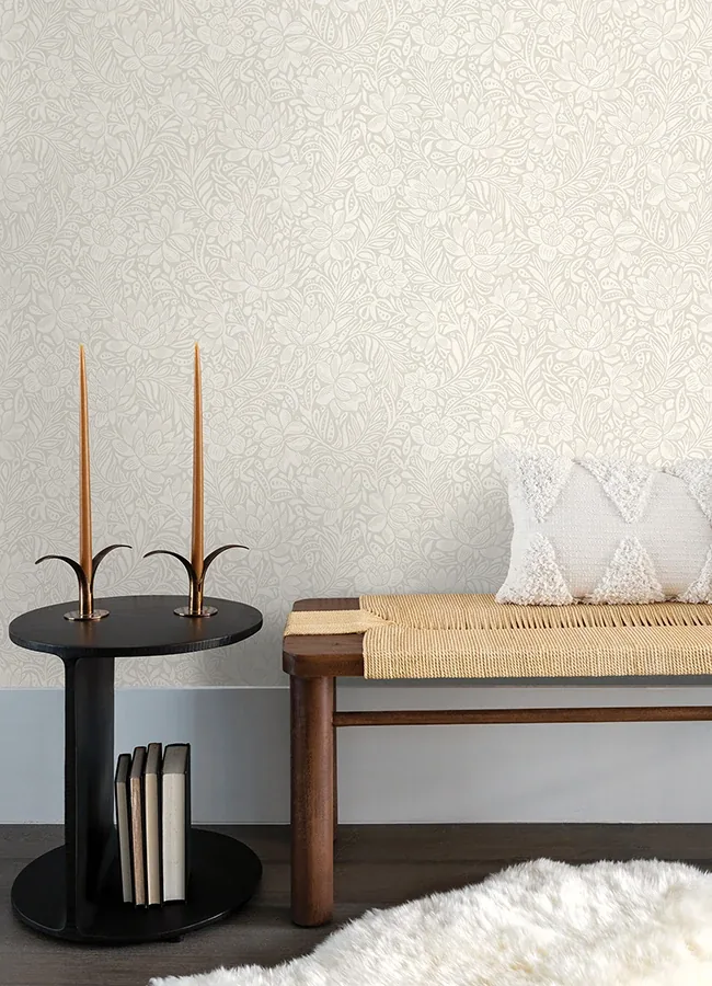 Brewster Home Fashions Zahara Light Grey Floral Wallpaper - SKU 316020