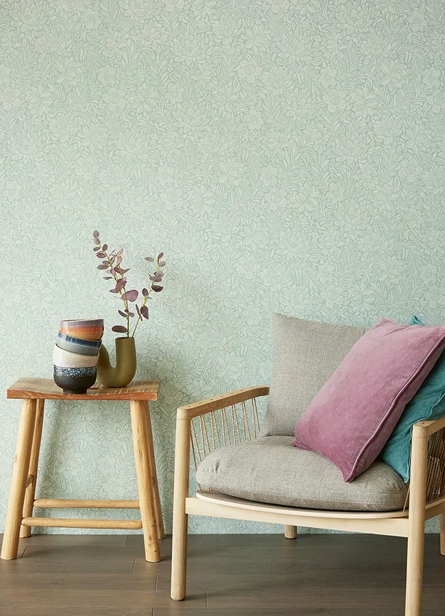 Brewster Home Fashions Zahara Seafoam Floral Wallpaper - SKU 316025