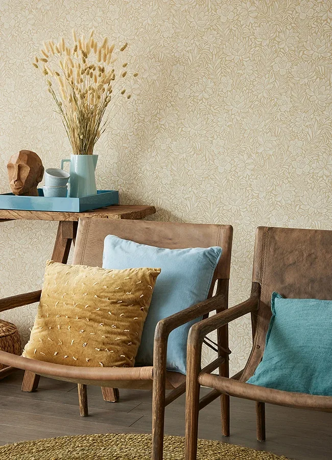 Brewster Home Fashions Zahara Wheat Floral Wallpaper - SKU 316021