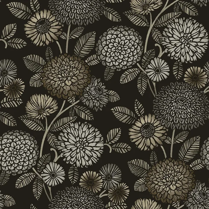 3125-72327 | Zalipie Black Floral Trail Wallpaper