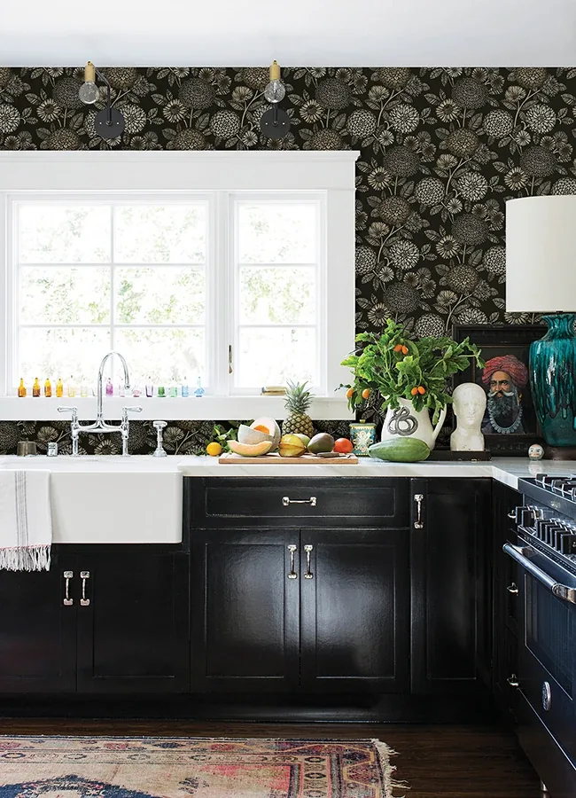 Brewster Home Fashions Zalipie Black Floral Trail Wallpaper - SKU 3125-72327