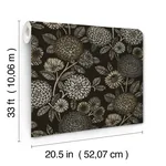Brewster Home Fashions Zalipie Black Floral Trail Wallpaper - SKU 3125-72327